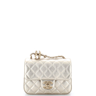 Chanel CC Slide Square Flap Bag Quilted Metallic Caviar Mini