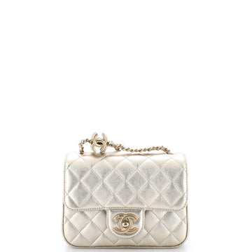 Chanel CC Slide Square Flap Bag Quilted Metallic Caviar Mini