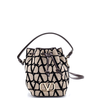 Valentino Garavani VLogo Signature Bucket Bag Toile Iconograph Fabric Mini