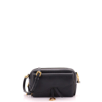 Christian Dior Saddle Double Crossbody Pouch Leather