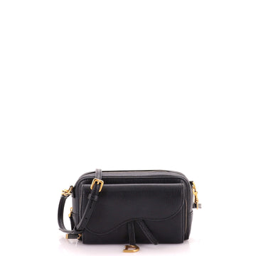 Christian Dior Saddle Double Crossbody Pouch Leather