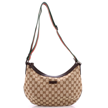 Gucci Saddle Zip Messenger Bag GG Canvas with Leather Medium