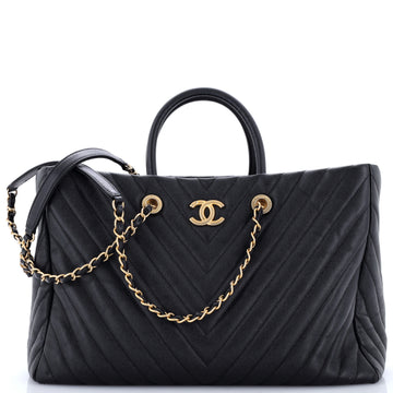 Chanel Coco Handle Shopping Tote Chevron Caviar Large