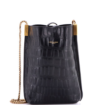 Saint Laurent Suzanne Hobo Crocodile Embossed Leather Mini