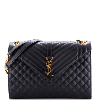 Saint Laurent Classic Monogram Envelope Satchel Mixed Matelasse Leather Large