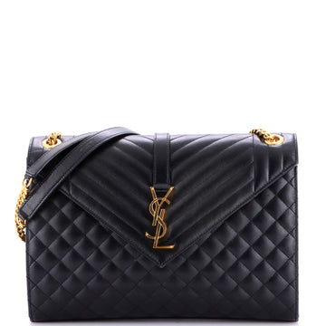 Saint Laurent Classic Monogram Envelope Satchel Mixed Matelasse Leather Large