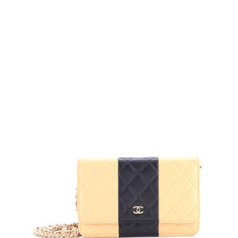 Chanel Bicolor Two Tone Wallet on Chain Quilted Lambskin