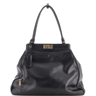 Prada Frame Lock Tote Leather Large