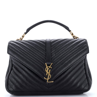 Saint Laurent Classic Monogram College Bag Matelasse Chevron Leather Large