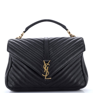 Saint Laurent Classic Monogram College Bag Matelasse Chevron Leather Large