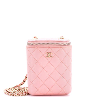 Chanel Vertical Classic Vanity Case with Chain Quilted Caviar Small