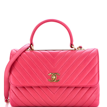 Chanel Trendy CC Top Handle Bag Chevron Lambskin Medium