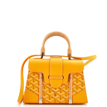 Goyard Structured Saigon Top Handle Bag Coated Canvas with Leather Mini