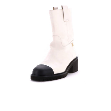 Chanel Women's CC Logo Moto Boots Leather