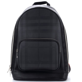 Burberry Front Pocket Backpack London Check Coated Canvas with Leather Medium