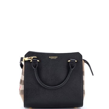 Burberry Banwell Tote Leather and House Check Canvas Mini