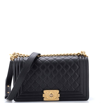 Chanel Boy Flap Bag Quilted Caviar Old Medium