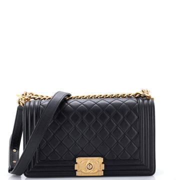 Chanel Boy Flap Bag Quilted Caviar Old Medium