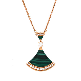 Bvlgari Divas' Dream Pendant Necklace 18K Rose Gold with Malachite and Diamonds Large