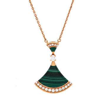 Bvlgari Divas' Dream Pendant Necklace 18K Rose Gold with Malachite and Diamonds Large