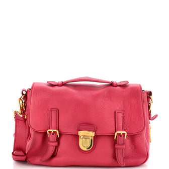 Prada Push Lock Flap Messenger Bag Vitello Daino Small