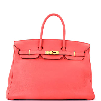 Hermes Birkin Handbag Pink Clemence with Gold Hardware 35