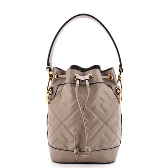 Fendi Mon Tresor Bucket Bag Zucca Embossed Leather Mini