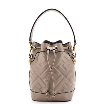 Fendi Mon Tresor Bucket Bag Zucca Embossed Leather Mini