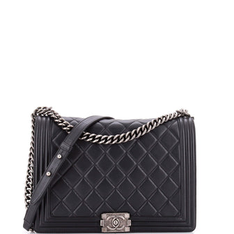 Chanel Boy Flap Bag Quilted Lambskin New Medium