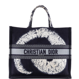 Christian Dior Book Tote Embroidered Canvas Large