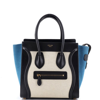 Celine Luggage Bag Canvas and Leather Micro
