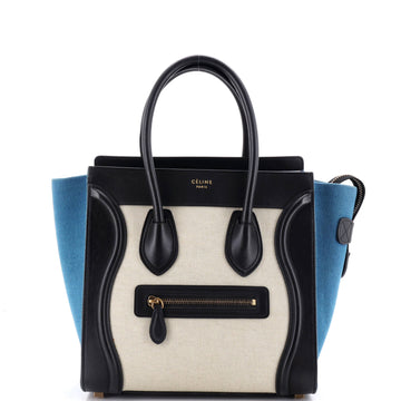 Celine Luggage Bag Canvas and Leather Micro
