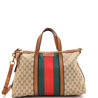 Gucci Rania Convertible Top Handle Bag Web GG Canvas Medium
