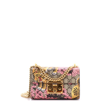 Gucci Padlock Shoulder Bag Bengal Print GG Coated Canvas Small