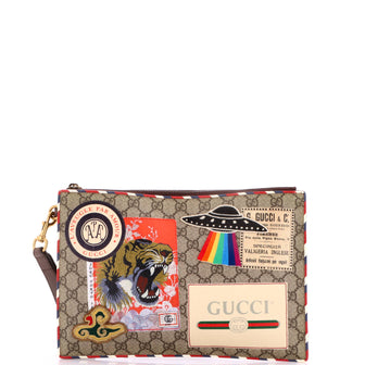 Gucci Courrier Pouch GG Coated Canvas with Applique