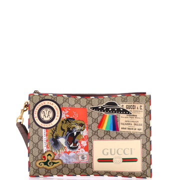 Gucci Courrier Pouch GG Coated Canvas with Applique