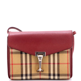 Burberry Macken Crossbody Bag Leather and Vintage Check Canvas Baby