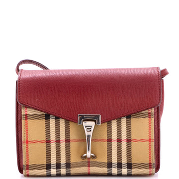 Burberry Macken Crossbody Bag Leather and Vintage Check Canvas Baby