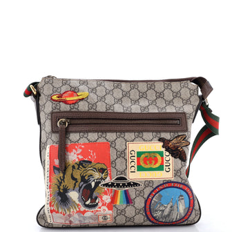 Gucci Courrier Zip Messenger GG Coated Canvas with Applique Medium