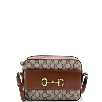 Gucci Horsebit 1955 Flap Pocket Camera Bag GG Coated Canvas and Leather Small