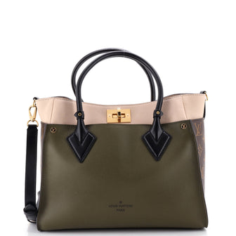 Louis Vuitton On My Side Tote Leather with Monogram Canvas MM