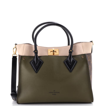 Louis Vuitton On My Side Tote Leather with Monogram Canvas MM