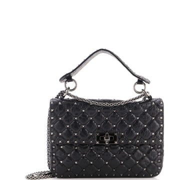 Valentino Garavani Rockstud Spike Flap Bag Crystal Embellished Quilted Leather Medium