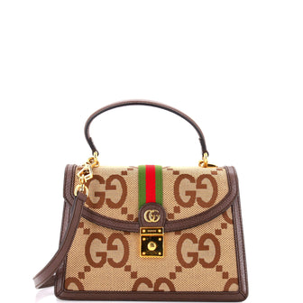 Gucci Ophidia Flap Top Handle Bag Jumbo GG Canvas Small