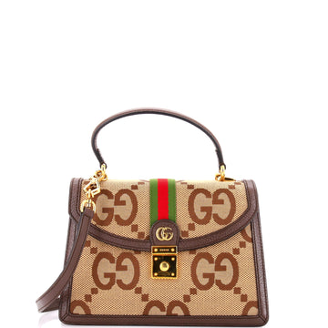 Gucci Ophidia Flap Top Handle Bag Jumbo GG Canvas Small