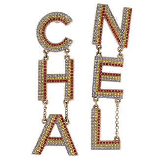 Chanel CHA-NEL Drop Earrings Metal with Mulitcolor Crystals
