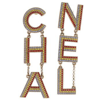Chanel CHA-NEL Drop Earrings Metal with Mulitcolor Crystals