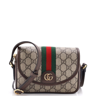 Gucci Ophidia Flap Shoulder Bag GG Coated Canvas Mini
