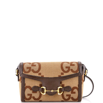 Gucci Horsebit 1955 Flap Crossbody Bag Jumbo GG Canvas Mini