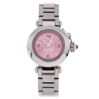 Cartier Miss Pasha Pink Dial Quartz Watch Stainless Steel 27